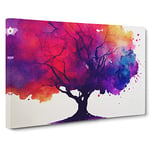 Watercolour Tree Painting Vol.2 Canvas Wall Art Print Ready to Hang, Framed Picture for Living Room Bedroom Home Office Décor, 30x20 Inch (76x50 cm)