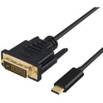 DLH - MOBILE ACCESSORIES USB-C Male to DVI Male Cable - Length 1.8M - Black - Gold Plate