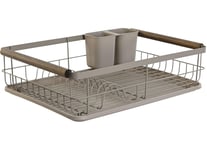 LEKE GO Dish Drainer with Tray Metal Rubberwood Colour Grey