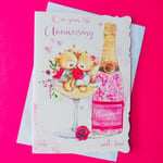 1st On Your FIRST Anniversary Card Wedding Champagne Cute Bears Love One Year