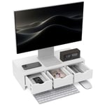 HOMCOM Monitor Stand Riser with 3 Drawers for Laptop, Computer, PC, White