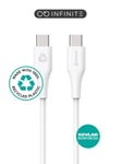 USB-C laddningskabel eSTUFF INFINITE Super Soft, 60W, 3 meter - Vit