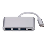 Roger AD15641 USB-C-keskitin – Jakaja 3 x USB 3.0 / USB-C, hopea