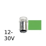 Grön LED signallampa T14x30 16lm Ba15d 0,2W 12-30V