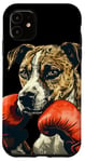 Coque pour iPhone 11 Costume de chien de boxe cool pour les fans d'animaux et de gants de combat