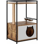 soges Arbre à Chat pour Chat, Armoire Industrielle pour Chat avec étagère de Rangement, Tour pour Chat avec griffoir, Meuble en Bois pour Chat avec