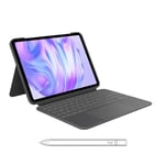 Logitech Combo Touch pour iPad Pro 11 Pouces (M4) Étui Clavier et Stylet numérique Crayon (2018 et Versions ultérieures), Clavier Français AZERTY - Graphite