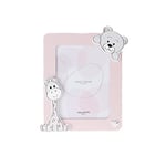 VALENTI & CO. Cadre photo rose en bois avec animaux du zoo, table ou à accrocher comme décoration dans la chambre, idée cadeau pour bébé et enfant - 13 x 24 cm