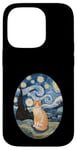 Coque pour iPhone 14 Pro Robe Nuit Étoilée et Robe Van Gogh Chat Orange Chat Roux