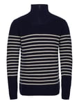 1/2 Neck Zip Merino Wool Rib Knit - Tops Knitwear Half Zip Jumpers Navy Knowledge Cotton Apparel