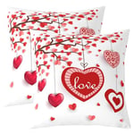 Homemissing La Saint Valentin Taies d'oreiller 60x60cm Couple Romantique Taie Oreiller pour L'amant des Filles Amour Rouge Cœurs Lot De 2 Housses de Coussin Tree Housse Coussin