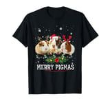 Merry Pigmas Merry Christmas Funny Guinea Pig Antlers Lights T-Shirt