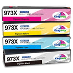 KINGWAY 973X Ink Cartridges for HP 973 973X Ink Cartridge Compatible with HP PageWide Pro 477dw 577dw 452dw 477dn 452dn 577z 552dw P55250dw Printers Black Cyan Magenta Yellow 4 Pack