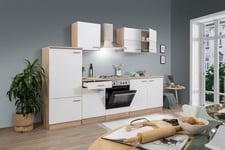 Cuisine équipée kitchenette en Chêne Blanc Merle 270 CM