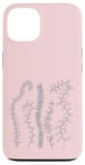 Coque pour iPhone 13 Plantes botaniques minimalistes sur fond rose pâle