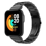 MoKo Bracelet en Métal Compatible avec Xiaomi Mi Watch Lite/Redmi Watch, Bracelet de Montre de Remplacement en Acier Inoxydable pour Femmes Hommes, Noir