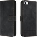 Compatible Avec Iphone 8 Coque Flip Cuir Housse De Protection Stand Fonction Sécurité Magnétique Boucle Wallet Coque Flip Pour Iphone 7 Iphone 6 Iphone Se 2020. Black Hx