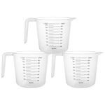 ASelected 3pk Plastic Measuring Jugs 1 Litre, Clear Measuring Cup with Handle Plastic Jugs with Easy-to-Read Measurements for Kitchen Baking with Measuring Scale Easy Pour