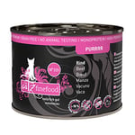 catz finefood Purrrr Lot de 6 boîtes de 200 g de Nourriture Humide pour Chats sensibles à la Nutrition Monoprotéine pour Chats sensibles à la Nutrition 70% de Viande