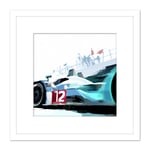 Grand Prix F1 Motorsport Racing Car Modern Acrylic Painting Square Wooden Framed Wall Art Print Picture 8X8 Inch