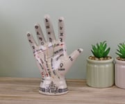 Cream Ceramic Crackle Phrenology Palmistry Right Palm Hand Ornament Decor Gift