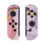eXtremeRate Cosmic Pink Gold Marble Effect Joy con Handheld Controller Housing with Buttons, DIY Replacement Shell Case for Nintendo Switch Joycon & Switch OLED Joy con