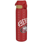 Ion8 Gourde Inox, 600ml, Anti-Fuite, Facile à Ouvrir, Verrouillage Sécurisé, Lavable au Lave-Vaisselle, Poignée de Transport, Durable, Acier Inoxydable, Motif 3D NFL, 49ers