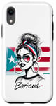 Coque pour iPhone XR Boricua Girl Hair Bun Bandana Porto Rico Flag Cool Fun