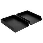 Amazon Basics Rectangulaire Organiseur en plastique Lot de 2 corbeilles à courrier, Noir