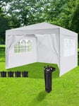 Dawsons Living Grey Waterproof Pop Up Gazebo with Sides 3m x 3m Pop Up Outdoor Garden PVC Coated - Travel Bag & 4 Leg Weight Bags