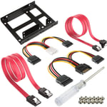 2,5" till 3,5" Drive Bay Adapter Kit Konverterbricka HDD SSD monteringsfäste + IDE 4P hane till 2 SATA 15 stift hona power + 2 X