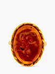 Be-Jewelled Limited Edition Baltic Amber Oval Cabochon Ring, Gold/Cognac