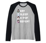 Eat Sleep K-Pop Repeat Anime Girl Korean Music Kpop Merch Raglan Baseball Tee