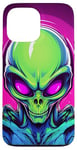 Coque pour iPhone 13 Pro Max Tête d'extraterrestre verte mignonne visage OVNI || Alien