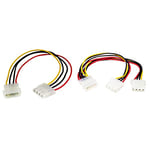 StarTech.com Câble d'extension Alimentation LP4 30 cm - Rallonge de câble Alimentation LP4 4 Broches & Câble répartiteur en Y Molex - 1x LP4 mâle 2X LP4 Femelle - 23 cm - Splitter (PYO2L)