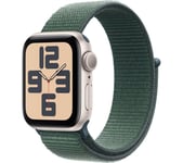 APPLE Watch SE - 40 mm Starlight Aluminium Case with Lake Green Sport Loop, Green,White