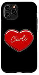 Coque pour iPhone 11 Pro Carli Cœur dessiné à la main avec inscription « First Name Hearts I Love Carli »