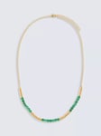 John Lewis Gemstones Agate Beaded Necklace, Yellow Gold/Green