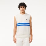 Lacoste Pull sans manche relaxed fit en Piqué Taille XXL Blanc/bleu