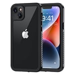 Lanhiem Coque pour iPhone 14 Plus Étanche - Antichoc Incassable 360 Intégrale [avec Protection Écran+Camera] IP68 Waterproof Militaire Chantier Antipoussière Pochette Étanche pour iPhone 14 Plus Noir