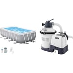 Intex kit Piscine Prism Frame rectangulaire Tubulaire (l) 4,00 x (l) 2,00 x (h) 1,22m & Krystal Clear 26642 Filtre à Sable SX925 Blanc 2000 l/h