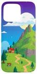 Coque pour iPhone 15 Pro Max Art rétro de paysage de pixels 8 bits pour les joueurs