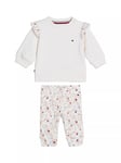 Tommy Hilfiger Baby Logo Floral Detail Sweatshirt & Leggings Set, Ancient White Flower