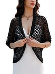 Gyabnw Femme Tricot Gilet Court Veste Chic Elégante Cardigan Manches 3/4 Courte pour Robe T Shirt