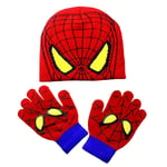 2-pack Spiderman Spindelmannen Vinter Stickad Mössa & Vantar Set Varma Mjuka För Bebispojkar Barn 2-6 År B