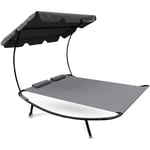 Maxxgarden - Lit de jardin - transat 2 places - lit bain de soleil avec parasol - 2 x 2 m - Anthracite - anthracite