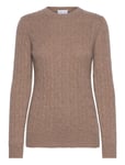 Davida Cashmere O-Neck Cable Sweater Beige