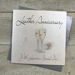 White Cotton Cards WA3 Carte de vœux pour 3e Anniversaire de Mariage Motif Verres à Champagne Blanc