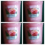 NEW! - 4 x YANKEE CANDLE VOTIVES - 'SUN-DRENCHED APRICOT ROSE' - FRUITY FLORALS!