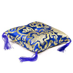 Singing Bowl Cushion Blue With Flower Design -- 24X24X6 Cm